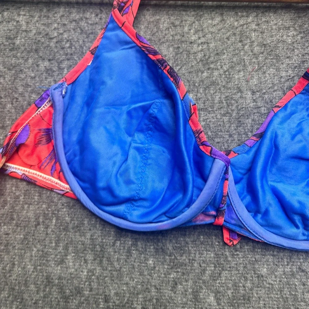Vintage Vassarette Swim Top Mid‎ Mod Retro Floral Bikini 34C Top Munsingwear